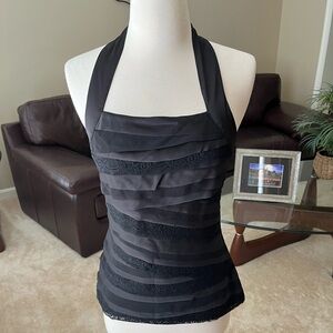 EUC - WHBM Satin/Lace/Jersey Knot Top